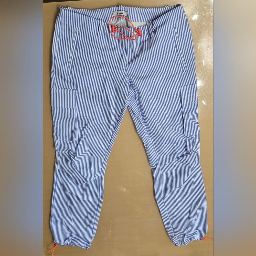 Miaou Striped Blue and White Cargo Pants
